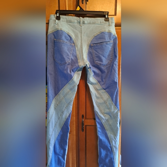 My Boo Color Block Skinny Denim Pant/Jeans Light Blue-Dark Blue Contrast LRG - Picture 3 of 7